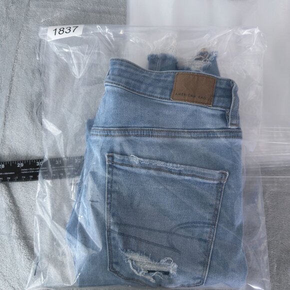 American Eagle Skinny Jeans Size 6 Regular Distressed Light Wash Womens Blue - Picture 12 of 12